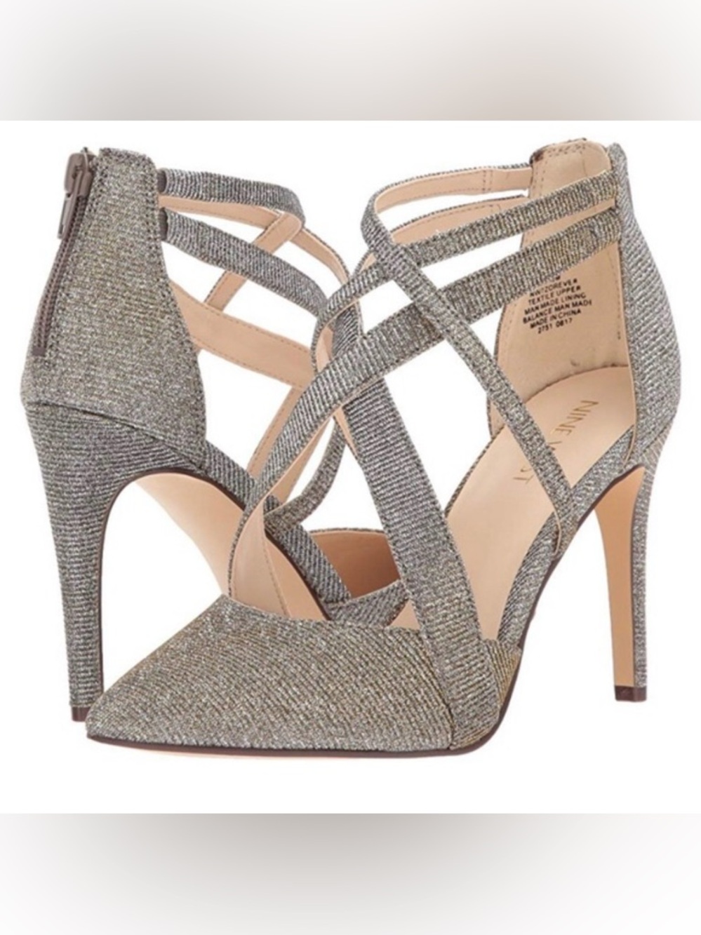 Nine West metallic Zorover Strappy heels